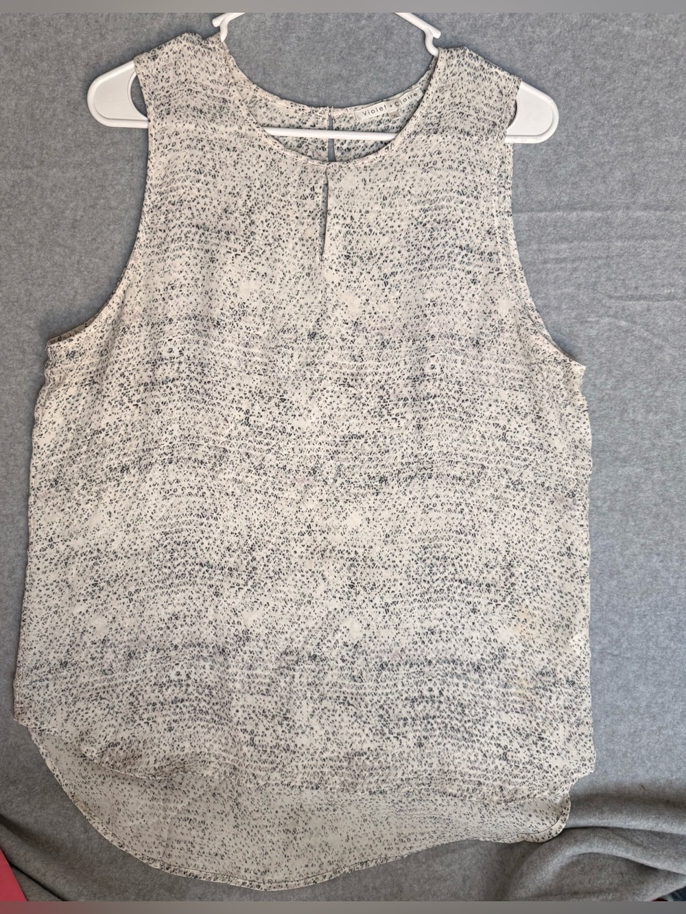 Violet + Claire Women's XL Sleeveless Blouse Cream Black Speckled Keyhole Top
